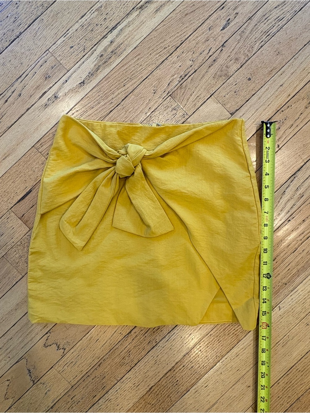 Lumiere Mustard Yellow Tie-Front Mini Skirt